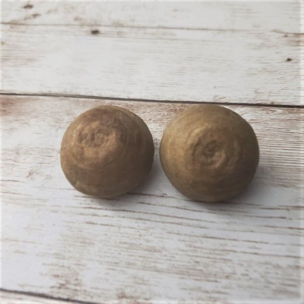 Vintage Clip On Earrings - Unusual Uneven Tan Domed Circle